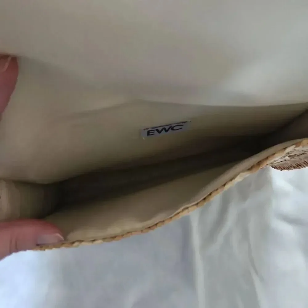 EWC Straw Fold over Clutch Bag